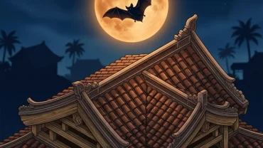 Hình minh họa nghệ thuật khái niệm về ý nghĩa của giấc mơ thấy dơi cắn trong văn hóa phương Đông