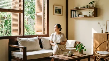 Không gian phòng khách Việt Nam gọn gàng và bừng sáng thể hiện điềm báo tốt khi mơ thấy dọn dẹp nhà cửa