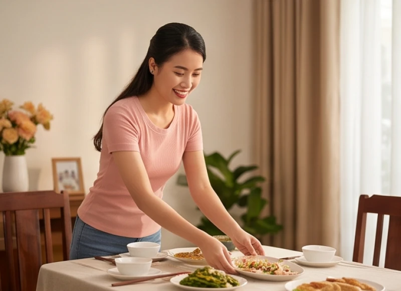 Mơ thấy gia đình bên vợ bên chồng: Điềm báo và sổ mơ trọn bộ 5 Cô em gái chồng đang vui vẻ phụ giúp dọn dẹp bàn ăn sau bữa tiệc gia đình