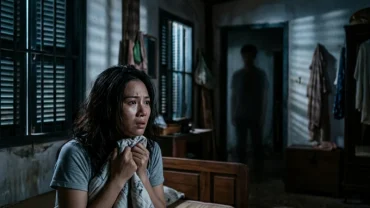 Gương mặt hoang mang của người thức giấc sau khi nằm mơ thấy em trai chết trong không gian phòng ngủ tối