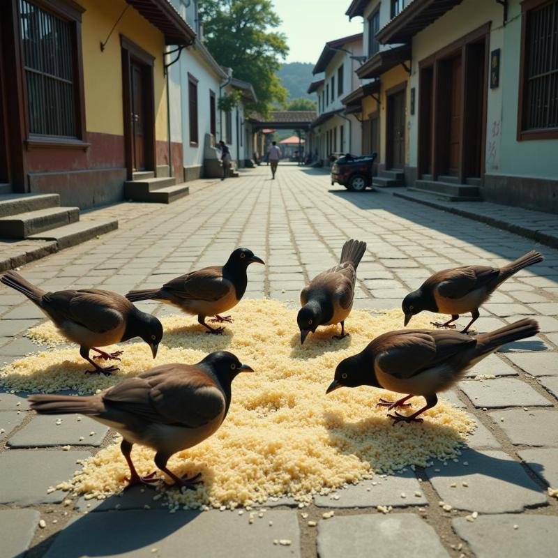 Mơ thấy gạo đổ bị chim ăn