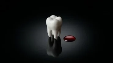 Một chiếc răng gãy trên nền tối tượng trưng cho giấc mơ thấy gãy răng chảy máu
