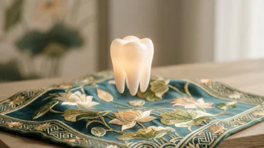 Hình ảnh nghệ thuật trừu tượng thể hiện cảm giác khi mơ thấy gãy răng không chảy máu trong văn hóa tín ngưỡng Việt Nam