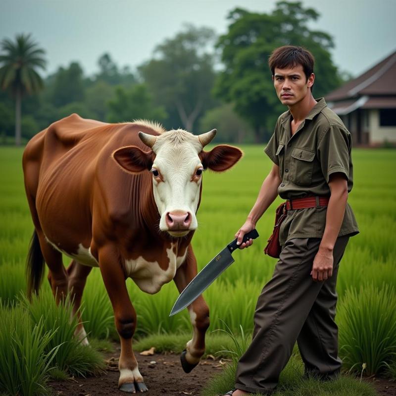 Mơ thấy giết bò cầm dao