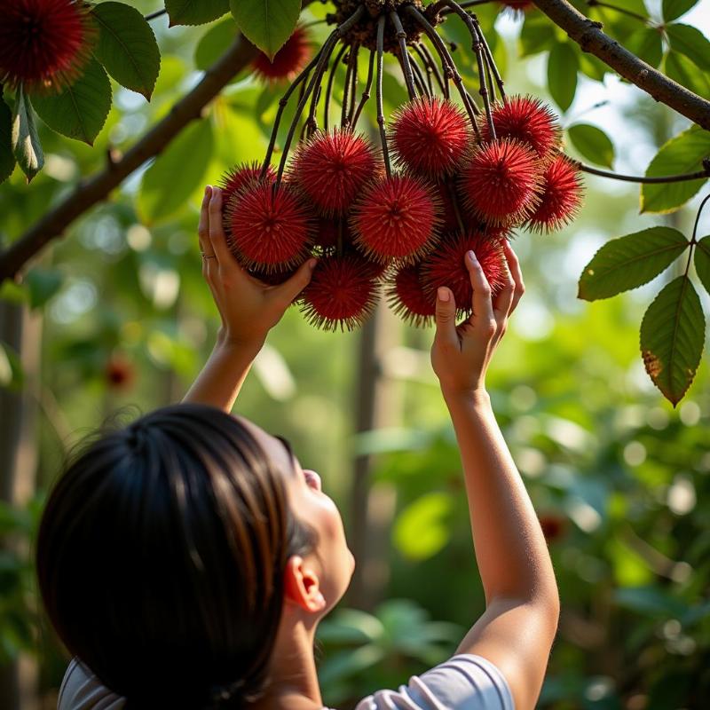 Mơ thấy hái chôm chôm trên cây