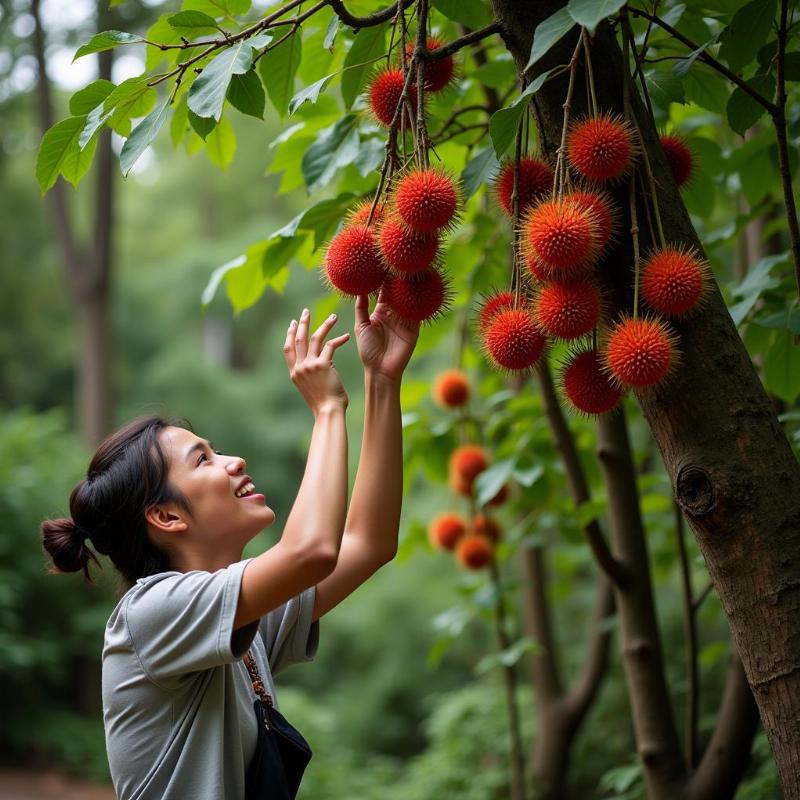 Mơ thấy hái chôm chôm trên cây