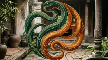 Hình ảnh phong thủy cân bằng âm dương khi giải mã hiện tượng mơ thấy hai con rắn trong đời sống tâm linh