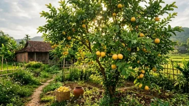 Hình ảnh minh họa điềm báo phong thủy và ý nghĩa tâm linh khi mơ thấy hái ổi trĩu quả