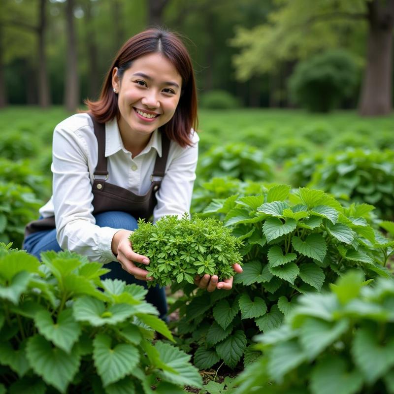 Mơ thấy hái tía tô trong vườn