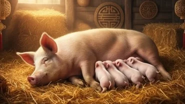 Đàn heo con đang say sưa bú dòng sữa từ lợn mẹ khỏe mạnh là biểu tượng tài lộc khi mơ thấy heo con bú mẹ