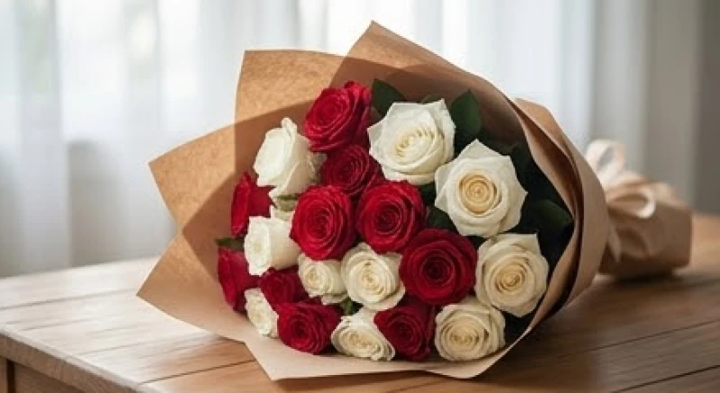 Mơ thấy được tặng hoa: Giải mã theo người tặng & số lượng 1 Bó hoa hồng đan xen màu đỏ và màu trắng tượng trưng cho những điềm báo tốt lành trong tình cảm