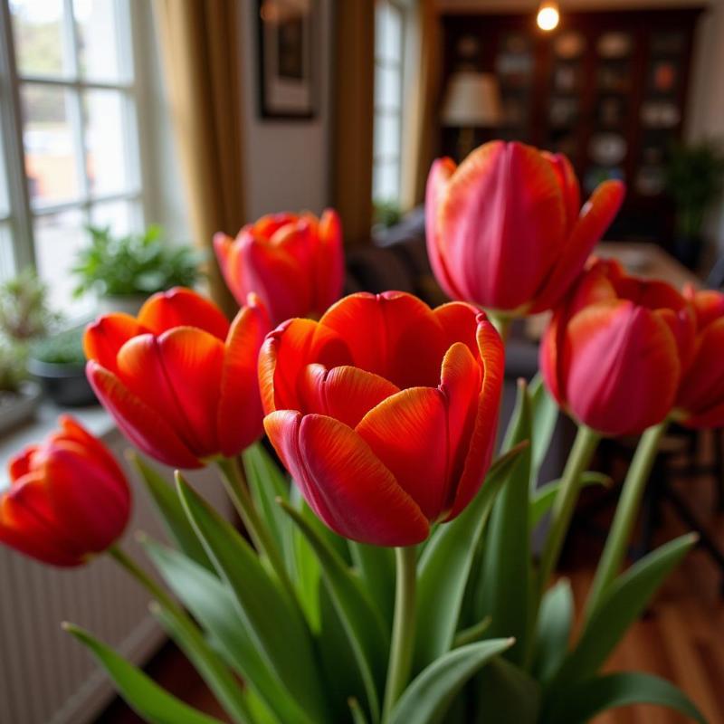 Mơ thấy hoa tulip đỏ trong nhà