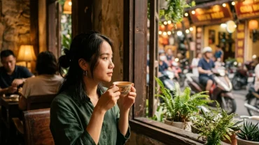 Một người ngồi bên khung cửa sổ tại Việt Nam suy ngẫm giải mã giấc mơ thấy hôn nhau dưới ánh chiều tà ấm áp