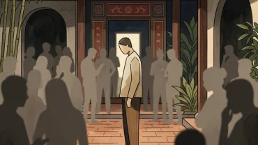 Hình minh hoạ trạng thái lo âu và tổn thương tâm lý khi mơ thấy khoả thân giữa chốn đông người
