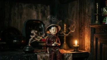 Không gian tĩnh lặng với ánh nến gợi liên tưởng đến điềm báo tâm linh khi mơ thấy kumanthong trong nhà