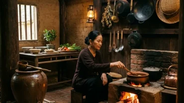 Hình ảnh minh họa điềm báo phong thủy và tâm lý khi mơ thấy lửa cháy trong bếp với ngọn lửa sáng rực rỡ ấm áp