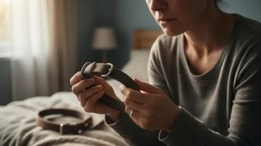 Người chủ ngồi trầm tư vuốt ve vòng cổ trống không sau khi mơ thấy mất chó