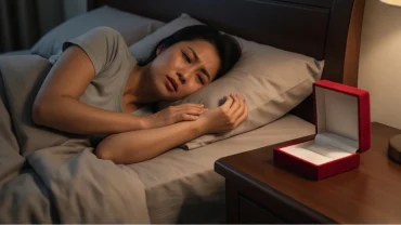 Người phụ nữ trằn trọc trong giấc ngủ khi mơ thấy mất vàng bên cạnh chiếc hộp trang sức trống rỗng