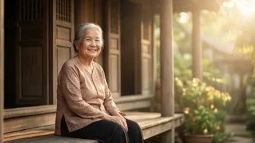 Người phụ nữ lớn tuổi mỉm cười hiền hậu, tái hiện cảm giác bình yên khi mơ thấy mẹ có bầu