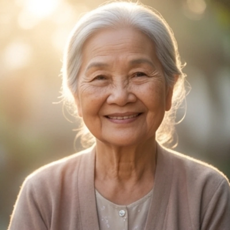 Người mẹ mỉm cười hiền hậu tượng trưng cho sự hanh thông và phước lành trong công việc