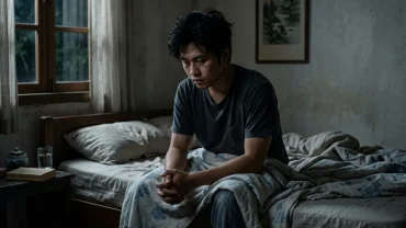 Hình ảnh người đàn ông Việt Nam hoang mang lo sợ sau khi trải qua giấc mơ thấy mình đánh chết chó