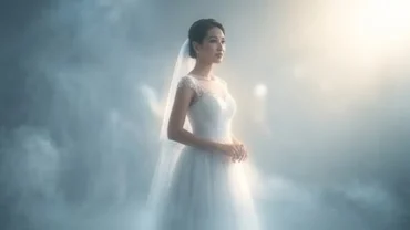 Cô gái mơ thấy mình mặc váy cưới lộng lẫy trong không gian mờ ảo