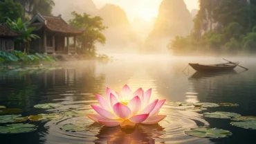 Hình ảnh biểu tượng nhẹ nhàng về sự tái sinh khi mơ thấy mình sắp chết trong không gian tĩnh lặng
