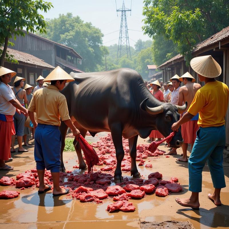 Mơ thấy mổ thịt trâu khỏe mạnh