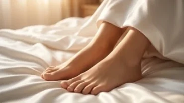 Đôi chân trần thư giãn trên giường gắn liền với điềm báo giải mã mơ thấy mọc lông chân mang lại sự thịnh vượng