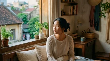 Người phụ nữ Việt Nam thức giấc sau khi mơ thấy một người nhiều lần trong căn phòng ngủ ấm cúng tại Hà Nội