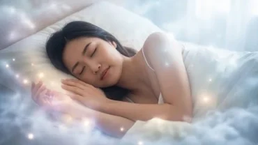Người phụ nữ ngủ say với nét mặt bình yên giữa không gian mờ ảo khi mơ thấy một người nhiều lần