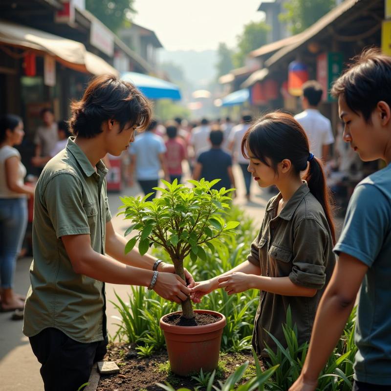 Mơ thấy mua cây lát trong chợ