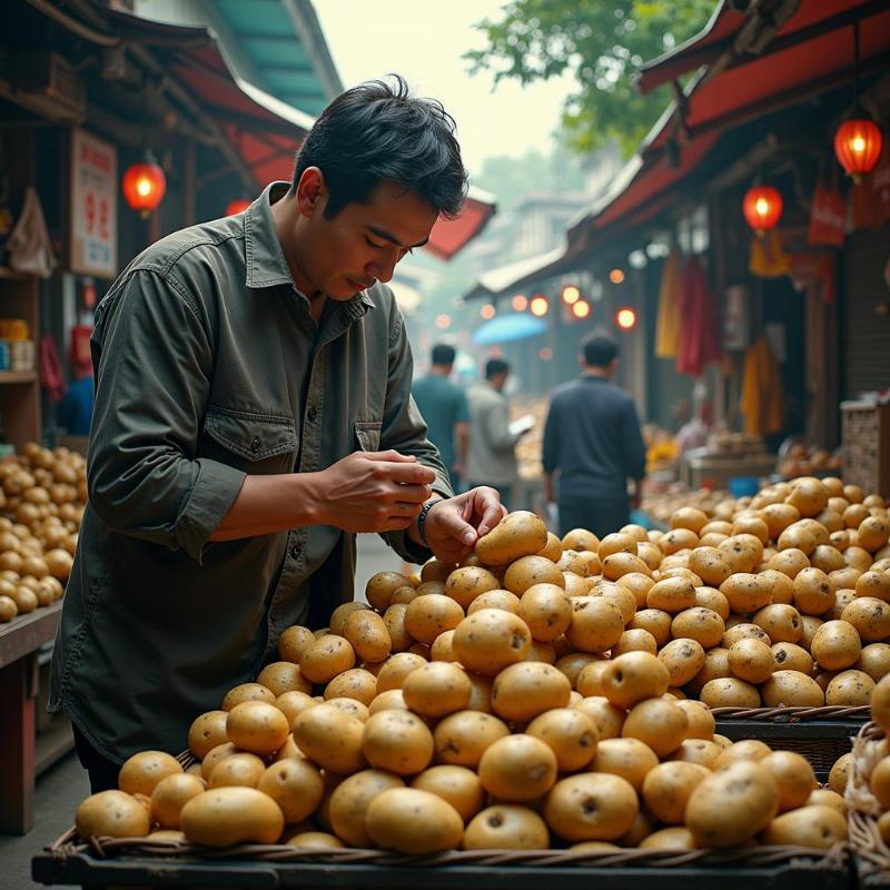 Mơ thấy mua khoai tại chợ