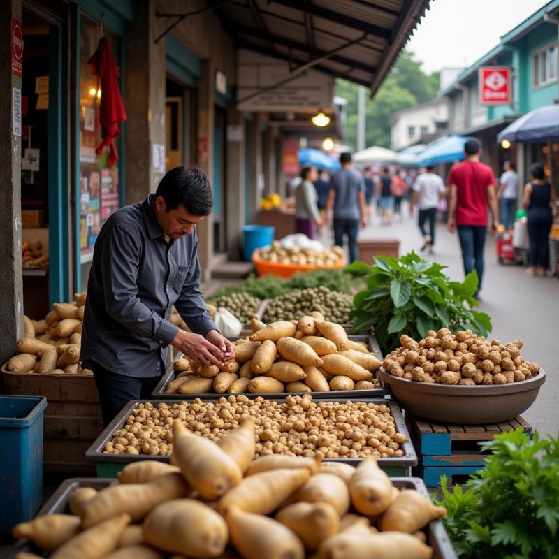 Mơ thấy mua sắn ở chợ