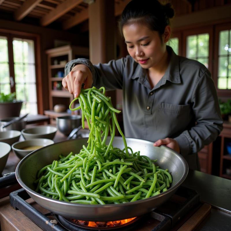 Mơ thấy nấu ăn với đậu đũa già