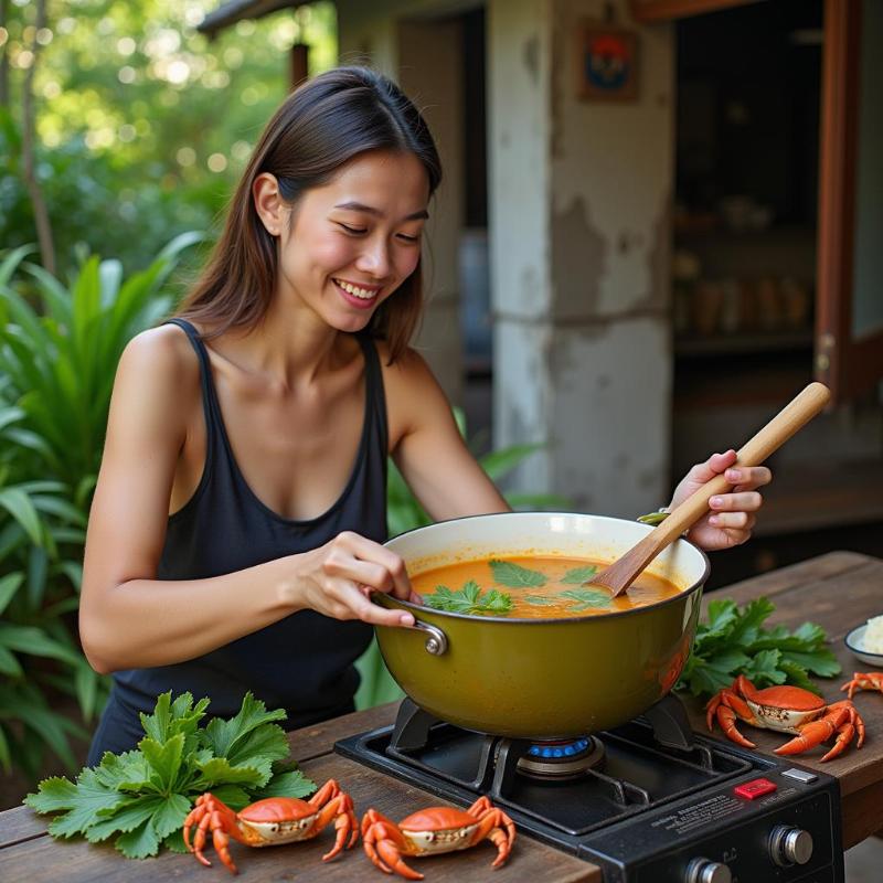 Mơ thấy nấu canh rau đay với cua đồng