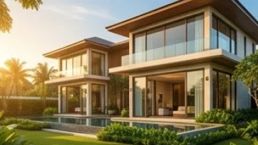 Ngôi nhà đẹp khang trang ngập tràn ánh sáng nắng ấm tượng trưng cho giấc mơ thấy ngôi nhà đẹp hoàn mỹ