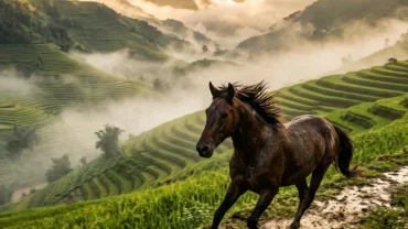 Hình ảnh minh họa cho các điềm báo phong thủy và tâm lý khi mơ thấy ngựa chạy tốc độ cao