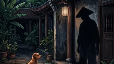Hình minh họa cảm giác bất an và mất kiểm soát khi mơ thấy người khác giết chó qua biểu tượng chiếc bóng đen mờ ảo