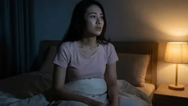 Cô gái trẻ giật mình thức giấc giữa đêm trong phòng ngủ sau khi nằm mơ thấy người nhà chết