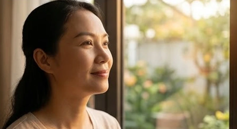 Gương mặt người phụ nữ ánh lên nét nhẹ nhõm khi đón nhận thông điệp an lành từ giấc mơ thấy chồng đã mất