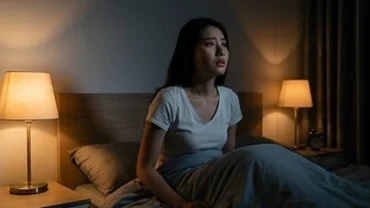 Cô gái choàng tỉnh với vẻ mặt âu lo giữa đêm vì mơ thấy người yêu có người khác