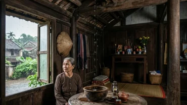 Hình ảnh mái nhà rò rỉ nước mưa tượng trưng cho điềm báo chiêm bao mơ thấy nhà dột trong phong thủy