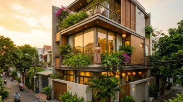 Tòa nhà lầu khang trang mang đậm kiến trúc đô thị Việt Nam phản ánh điềm báo tốt lành khi mơ thấy nhà lầu