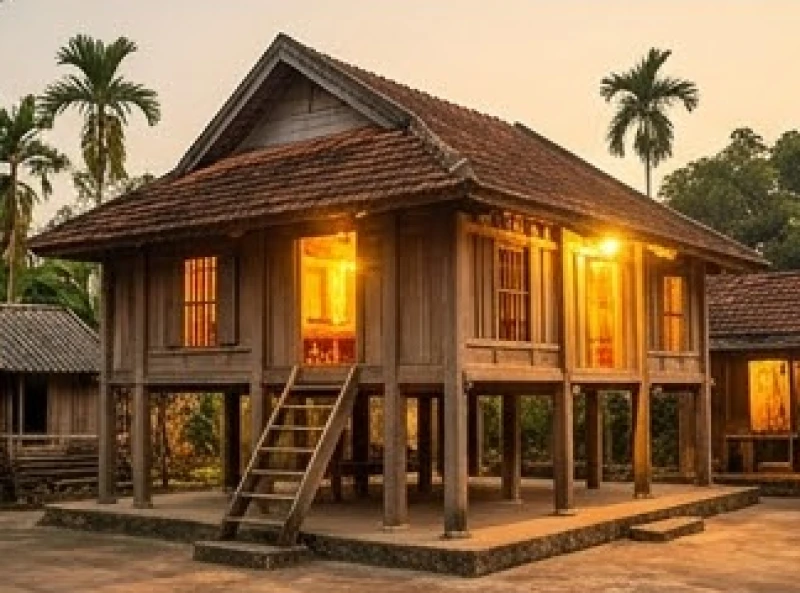 Ngôi nhà ngập trong ánh lửa vàng rực rỡ mang năng lượng tích cực