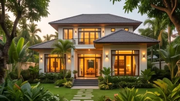Ngôi nhà mới khang trang ngập tràn ánh sáng ban mai tượng trưng cho điềm báo cát lành khi mơ thấy nhà mới