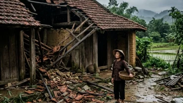 Hình ảnh tàn tích đổ nát minh họa chân thực cho giấc mơ thấy nhà sập và trạng thái quá tải tâm lý