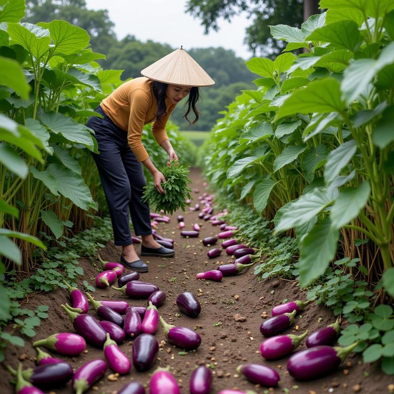 Mơ thấy nhặt cà tím rụng