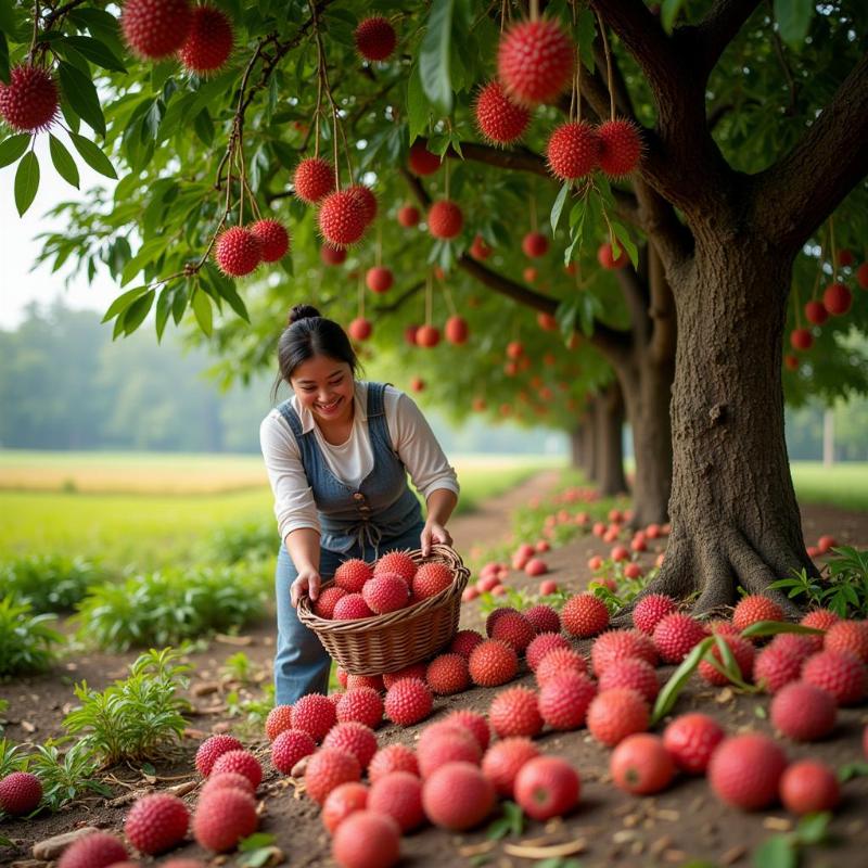 Mơ thấy nhặt chôm chôm dưới gốc cây