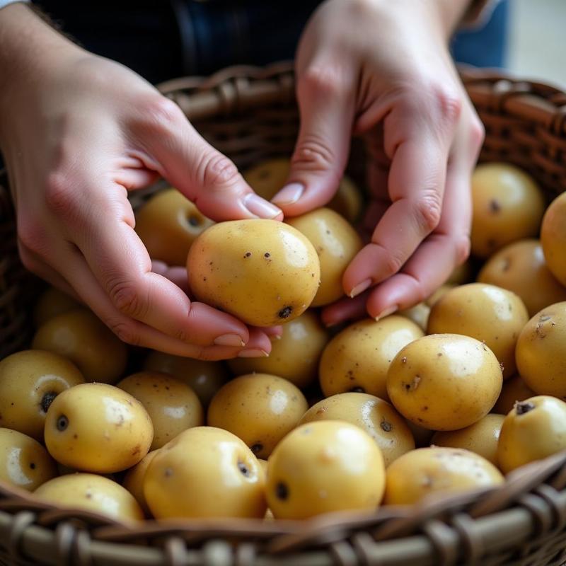 Mơ thấy nhặt khoai tây bỏ vào rổ